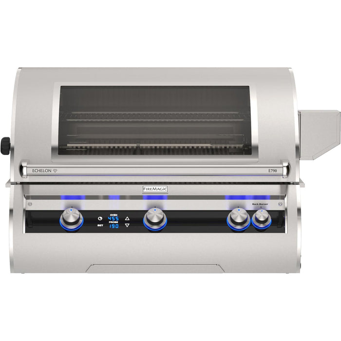 Fire Magic Echelon Diamond 36" Built-In Gas Grill with Magic View Window, One Infrared Burner, Rotisserie, & Digital Thermometer